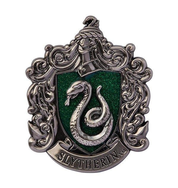 Warner Bros Slytherin Crest Glitter Pin 1 Warner Bros Slytherin Crest Glitter Pin